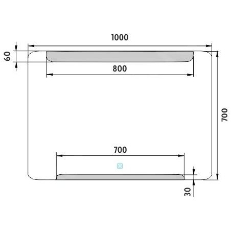 Nimco Miroirs - Miroir avec éclairage LED, 1000x700 mm, capteur tactile, aluminium ZP 22004V