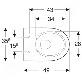 Geberit Selnova Compact - WC suspendu, 490x355 mm, Rimfree, blanc 500.377.01.2