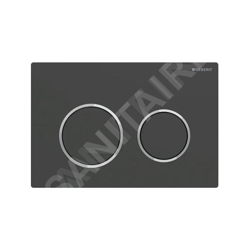 Geberit Omega20 - Plaque de déclenchement, noir mat / chrome brillant 115.085.14.1