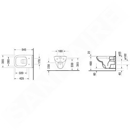 Duravit D-Code - WC suspendu, Rimless, abattant softclose, blanc alpin 45700900A1