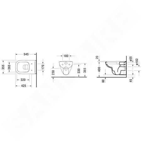 Duravit D-Code - WC suspendu, Rimless, abattant softclose, blanc alpin 45700900A1