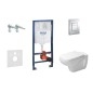 Grohe Rapid SL - Ensemble bâti-support, cuvette de toilette et siège D-Code, Rimless, SoftClose, plaque Skate Cosmo, chrome