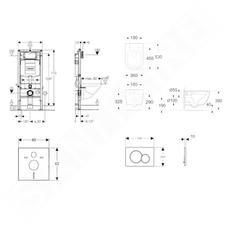 Geberit Duofix - Set de bâti-support, cuvette Oudee et abattant softclose, plaque de déclenchement Sigma01, chrome brillant