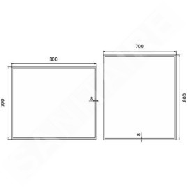 Nimco Miroirs - Miroir avec lumière LED, 800x700 mm, aluminium/noir ZPC 13003-90