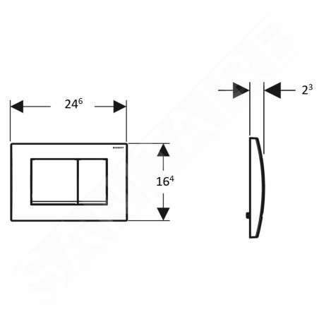 Geberit Delta30 - Plaque de déclenchement, chrome mat 115.137.46.1
