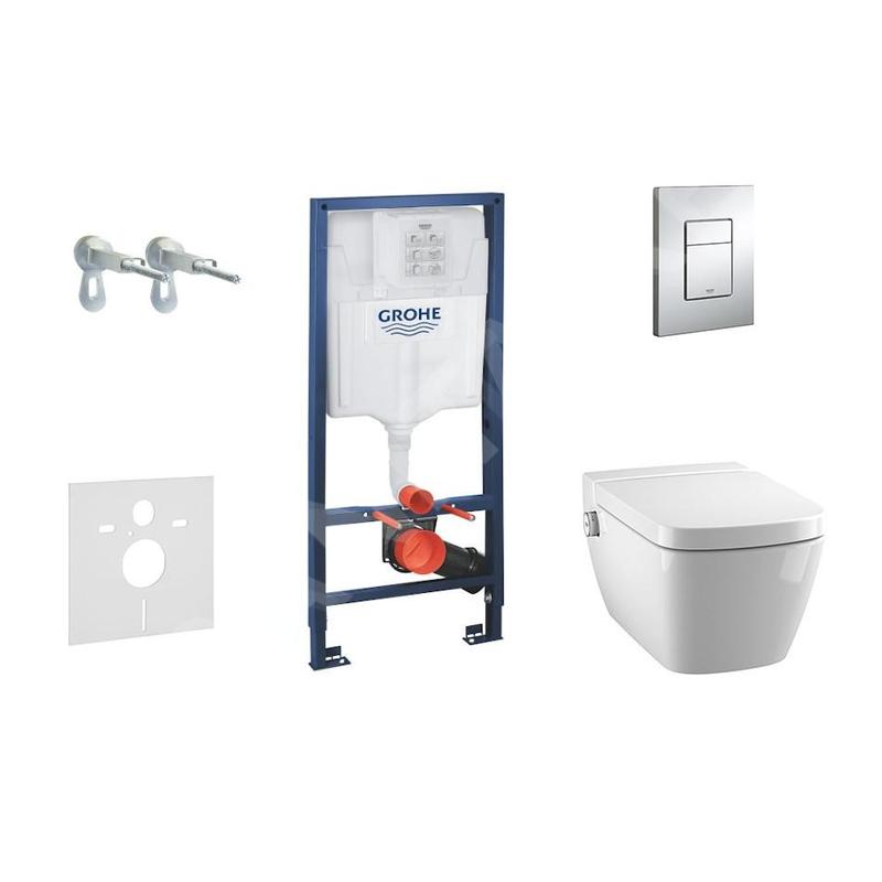 Grohe Rapid SL - Set de bâti-support, toilette japonaise et abattant Tece, plaque de déclenchement Skate Cosmo, Rimless,