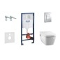 Grohe Rapid SL - Set de bâti-support, toilette japonaise et abattant Tece, plaque de déclenchement Skate Cosmo, Rimless,