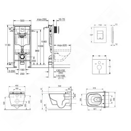 Grohe Rapid SL - Set de bâti-support, toilette japonaise et abattant Tece, plaque de déclenchement Skate Cosmo, Rimless,