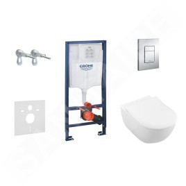 Grohe Rapid SL - Ensemble bâti-support, cuvette de toilette et siège Subway 2.0, DirectFlush, SoftClose, CeramicPlus et plaque