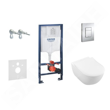 Grohe Rapid SL - Ensemble bâti-support, cuvette de toilette et siège Subway 2.0, DirectFlush, SoftClose, CeramicPlus et plaque