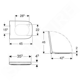 Geberit Smyle Square - Abattant WC, blanc 500.238.01.1