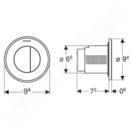 Geberit Systèmes de chasse d’eau - Déclenchement à distance type 10, pneumatique, pour rinçage double touche, noir / chrome
