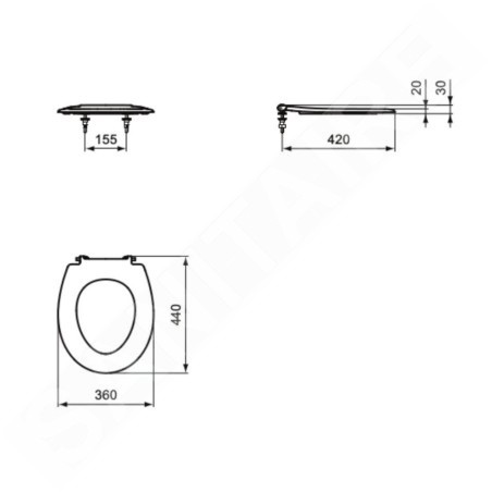 Ideal Standard Alpha - Abattant de toilettes, blanc E131901