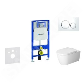 Geberit Duofix - Ensemble bâti-support, cuvette de toilette et siège ME by Starck, Rimless, SoftClose, plaque Sigma20,