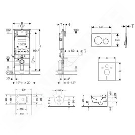 Geberit Duofix - Ensemble bâti-support, cuvette de toilette et siège ME by Starck, Rimless, SoftClose, plaque Sigma20,