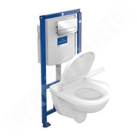 Villeroy & Boch O.novo - Ensemble de bâti-support ViConnect, cuvette et abattant, DirectFlush, SoftClosing et plaque de