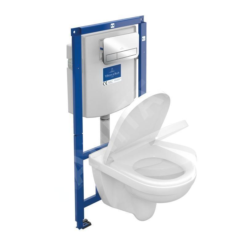 Villeroy & Boch O.novo - Ensemble de bâti-support ViConnect, cuvette et abattant, DirectFlush, SoftClosing et plaque de
