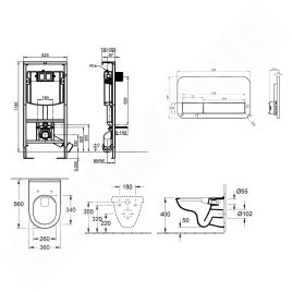 Villeroy & Boch O.novo - Ensemble de bâti-support ViConnect, cuvette et abattant, DirectFlush, SoftClosing et plaque de