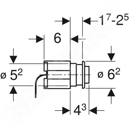 Geberit Systèmes de chasse d’eau - Commande de chasse d'eau, pneumatique, 1 quantité de chasse, avec contre-écrou, encastré,