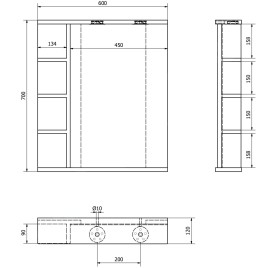 Aqualine Zoja - Miroir avec éclairage LED 600x700x120 mm, blanc KO370