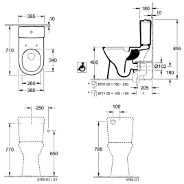 Villeroy & Boch ViCare - cuvette de WC pour personne à mobilité réduite, coude Vario, DirectFlush, AntiBac, CeramicPlus, blanc