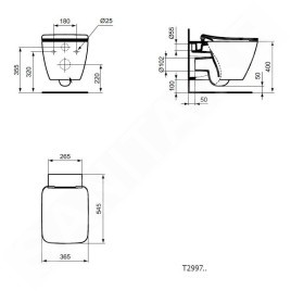 Ideal Standard Strada II - Cuvette de toilette suspendue, AquaBlade, avec Ideal Plus, blanc T2997MA
