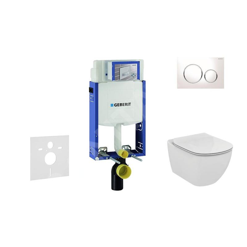 Geberit Kombifix - Bâti-support pour WC suspendu avec plaque de déclenchement Sigma 20, blanc/chrome brillant + Ideal Standard Geberit Kombifix - Bâti-support pour WC suspendu avec plaque de déclenchement Sigma 20, blanc/chrome brillant + Ideal Standard