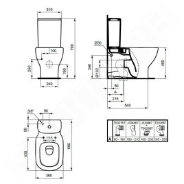 Ideal Standard Tesi - Réservoir de chasse d'eau, remplissage par le bas, noir soyeux T3568V3