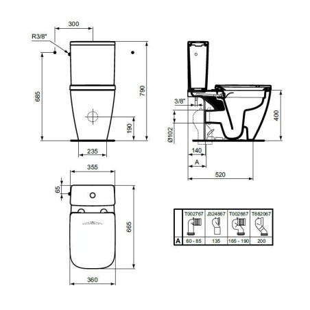 Ideal Standard i.Life B - WC à poser avec fonction bidet, évacuation arrière, RimLS+, blanc T537101