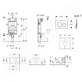Geberit Kombifix - Ensemble bâti-support, cuvette de toilette et siège ME by Starck, Rimless, SoftClose, plaque Sigma20,