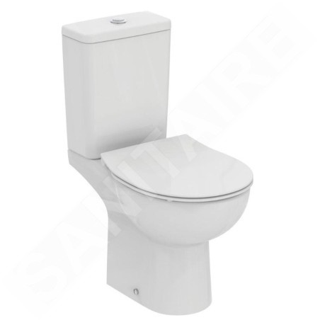 Ideal Standard Eurovit - WC à poser avec abattant SoftClose, évacuation Vario, remplissage par le bas, RimLS+, blanc W007501