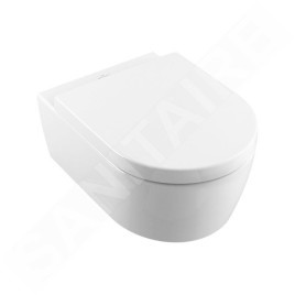Villeroy & Boch Avento - WC suspendu avec abattant SoftClosing, DirectFlush, CeramicPlus, Stone White 5656HRRW