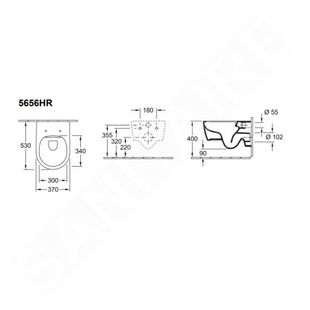 Villeroy & Boch Avento - WC suspendu avec abattant SoftClosing, DirectFlush, CeramicPlus, Stone White 5656HRRW