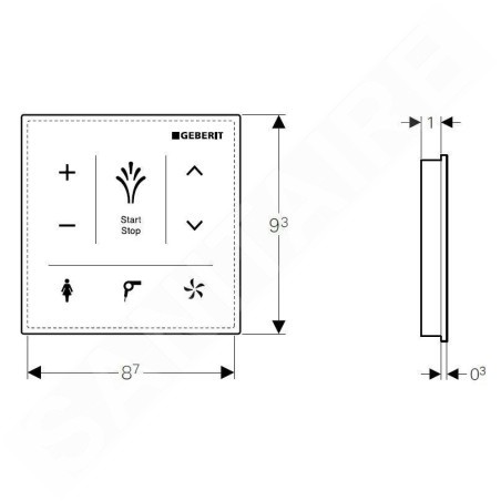 Geberit AquaClean - Tableau de commande pour bidet électronique, noir 147.038.SJ.1