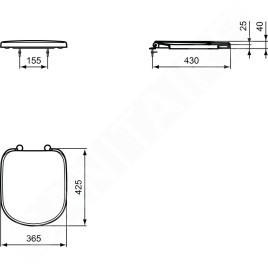 Ideal Standard Tempo - Abattant de toilette, 365 x 428 x 27 mm, blanc T679201