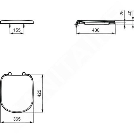 Ideal Standard Tempo - Abattant de toilette, 365 x 428 x 27 mm, blanc T679201