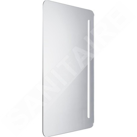 Nimco Miroirs - Miroir de salle de bains série 2000 rétro-éclairé par LED, 1000 x 600 mm, carré, aluminium ZP 2004