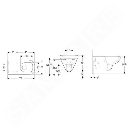 Geberit Selnova Comfort - WC suspendu Square, 700x390 mm, Rimfree, blanc 500.791.01.7