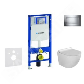 Geberit Duofix - Set de bâti-support, cuvette Gaia et abattant softclose, plaque de déclenchement Sigma30, chrome/chrome mat