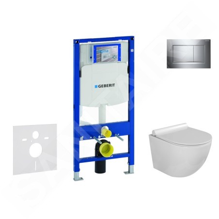 Geberit Duofix - Set de bâti-support, cuvette Gaia et abattant softclose, plaque de déclenchement Sigma30, chrome/chrome mat