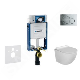 Geberit Kombifix - Set de bâti-support, cuvette Gaia et abattant softclose, plaque de déclenchement Sigma01, chrome brillant