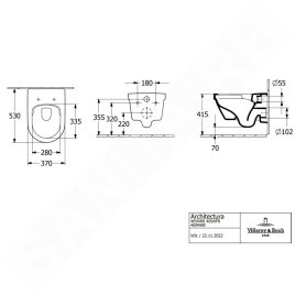 Villeroy & Boch Architectura - Cuvette de WC suspendue, Rimless, blanc alpin 4694R001