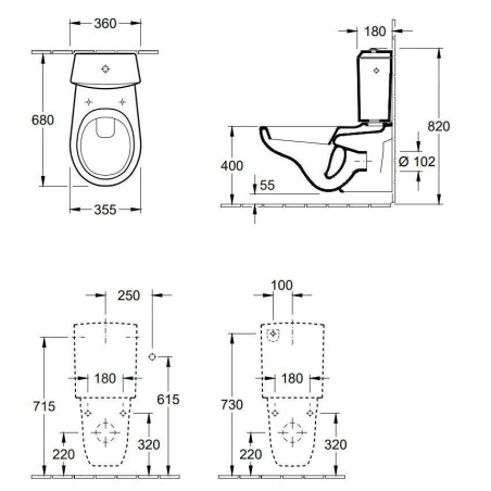 Villeroy & Boch O.novo - cuvette de WC, sortie arrière, CeramicPlus, blanc alpin 662310R1