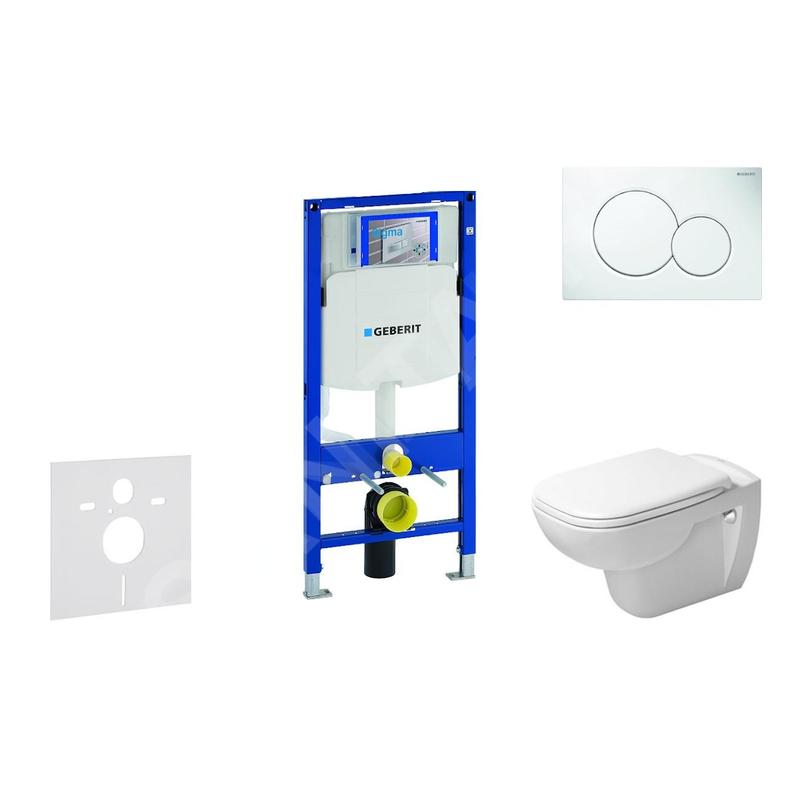 Geberit Duofix - Ensemble bâti-support, cuvette de toilette et siège D-Code, Rimless, SoftClose, plaque Sigma01, blanc alpin