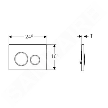 Geberit Sigma21 - Plaque de déclenchement 2 touches, blanc / chromé noir 115.651.SI.1