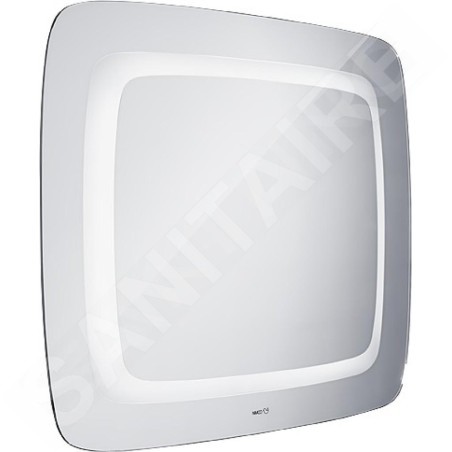 Nimco Miroirs - Miroir de salle de bains avec rétro-éclairage LED série 7000, 800 x 650 mm, arrondi, aluminium ZP 7001