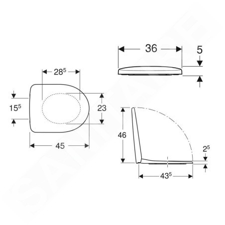 Geberit Selnova - Abattant WC, duroplast, blanc 500.337.01.1