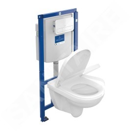 Villeroy & Boch O.novo - Ensemble de bâti-support ViConnect, cuvette et abattant, DirectFlush, SoftClosing et plaque de