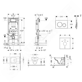 Geberit Duofix - Ensemble bâti-support, cuvette de toilette et siège D-Code, Rimless, SoftClose, plaque Sigma20, blanc/chrome