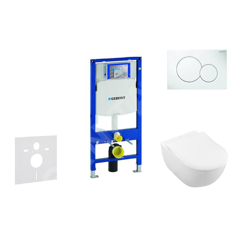 Geberit Duofix - Ensemble bâti-support, cuvette de toilette et siège Subway 2.0, DirectFlush, SoftClose, CeramicPlus et plaque